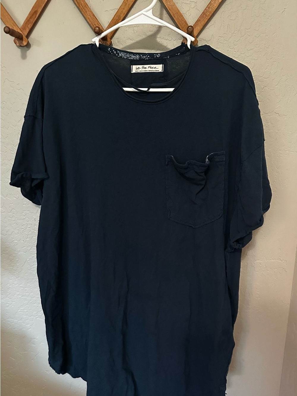 We The Free Navy Tee Oversized Short-Sleeve Pocket
